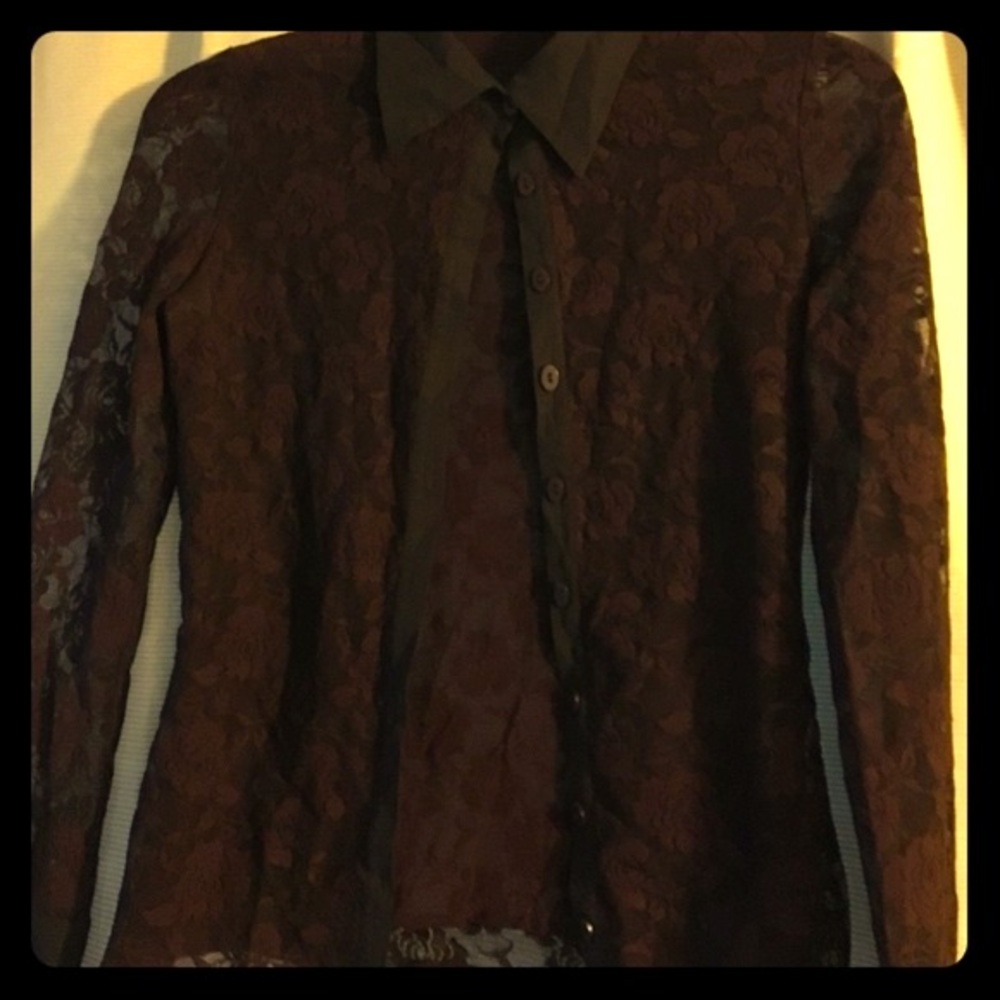 HOLIDAY SALE‼️ Brown Lace Blouse Size Small